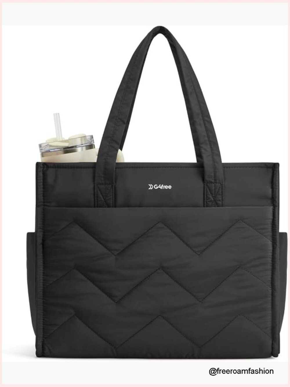 Large Tote Bag with 15in Laptop Compartment and Cup Holder